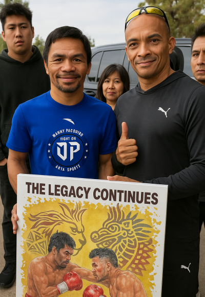 Tony Deoleo Visionary Philanthropist and Entrepreneur Visits Manny Pacquiaos LA Training Camp as June Aquino Unveils Masterpiece Honoring the Boxing Legend and Visionary Couple Tony and Lorie Deoleo