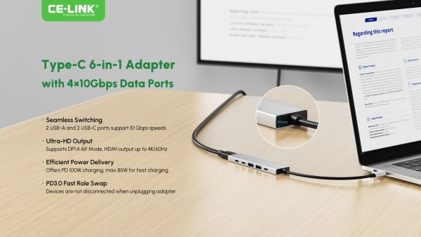 CE-LINK Unveils Slim Type-C 6-in-1 Hub for Seamless Expansion