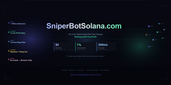 New Solana Sniper Bot Drops the Subscription Model — Pay 1 Percent Only When Your Trades Are Profitable