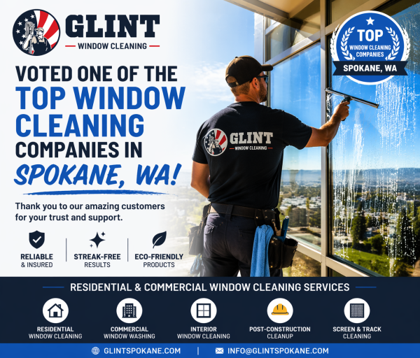 Glint Window Cleaning Named One of Top Window Cleaning Companies in Spokane WA