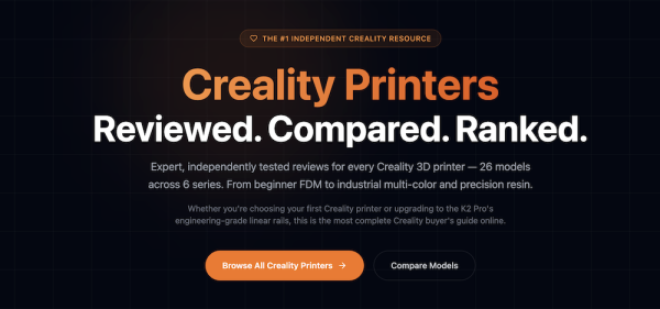 Creality Printers Review Site Helps Buyers Compare Creality Printers
