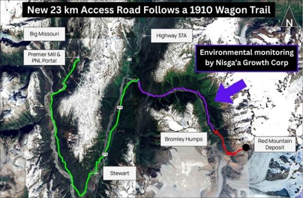 Cambria Gold Mines Fast Tracks Red Mountain Road Build with the Support of the Nisga’a Nation