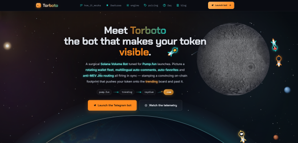 Pump.fun Volume Bot Torboto Launches Non-Custodial Solana Volume Engine