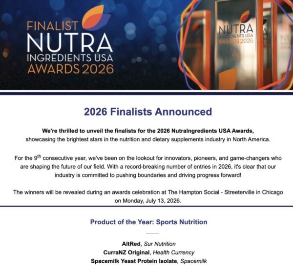 Sur Nutrition’s AltRed Named Finalist for 2026 NutraIngredients USA Awards Sports Nutrition Product of the Year