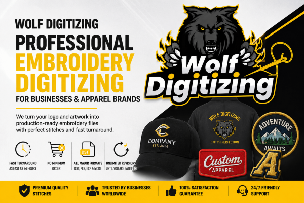 Wolf Digitizing Helps Businesses Turn Artwork Into Production-Ready Embroidery Files
