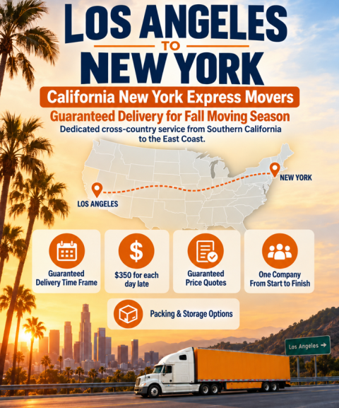 Los Angeles to New York Movers: CA–NY Express Highlights Predictable Delivery for Fall Moving Season