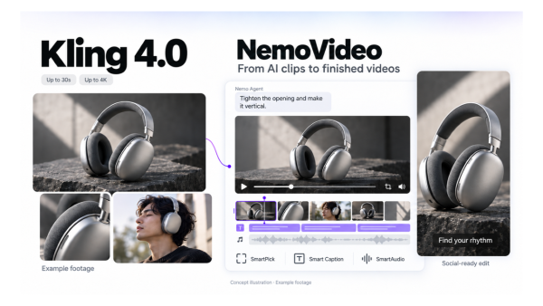 NemoVideo Publishes Kling 4.0 Workflow Guide for Turning 30-Second AI Clips Into Finished Videos