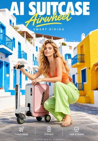 Airwheel Smart Carry On Hand Scooter Robot 20inch Boarding Ai Wheel Luxury Cabin Suitcase Continue to Draw Global Attention After Canton Fair Phases 1 and 2