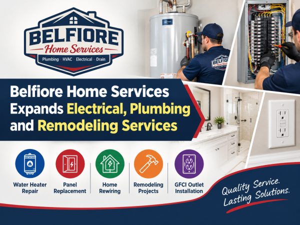 Belfiore Home Services Expands Electrical, Plumbing and Remodeling Services