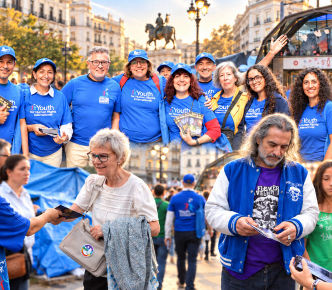 Scientology Volunteers Bring Human Rights Education to Madrid Streets Amid Housing Debate